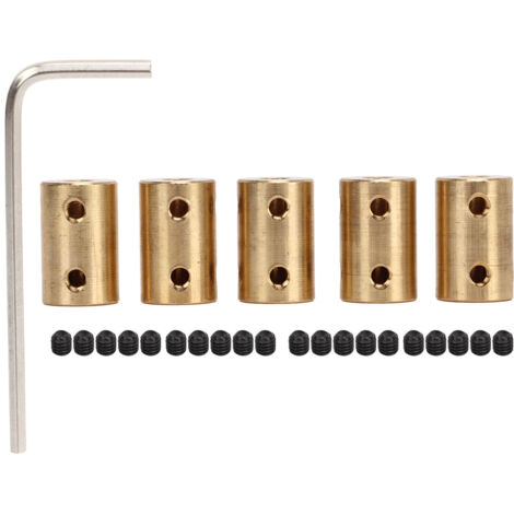 5 Pièces Accouplement Rigide Laiton 22mm Longueur 14mm Diamètre Extérieur Alésage 5 à 8mm pour Arbres Moteur