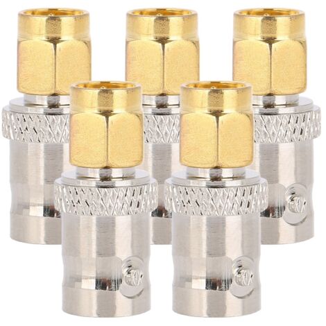 5 Pièces Adaptateur RF Tout Cuivre SMA Mâle vers BNC Femelle, Convertisseur SMA-BNC Haute Fréquence