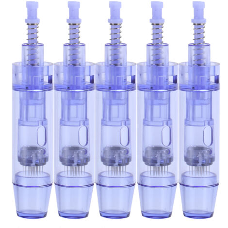 5 pièces Aiguilles Micro-électriques 24 Broches avec Capuchon de Sécurité pour Soins de Peau Beauté