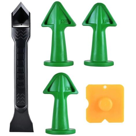 5 Pièces Applicateur et Grattoir de Buse à Calfeutrer, Outil de Dissolvant de Silicone, kit d'outils de Lissage en Silicone Grattoir à Coulis pour Coin de sol de Salle de Bain Cuisine Salle