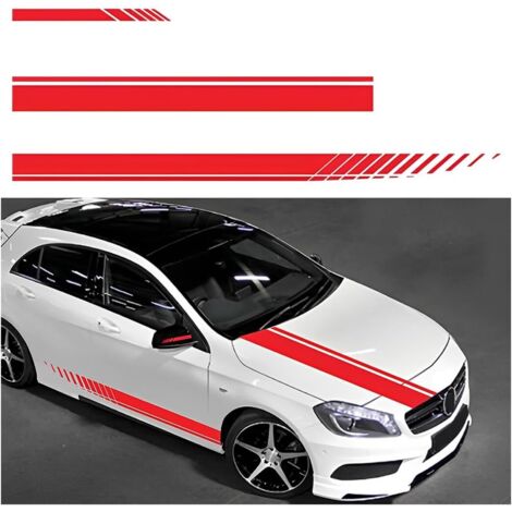 5 Pièces Autocollant De Bande De Capot De Voiture, Modifié Decal Décoration pour Voitures SUV Véhicules, Universels Auto Racing Body Side Stripe Decal pour Voitures SUV Véhicules(Rouge)