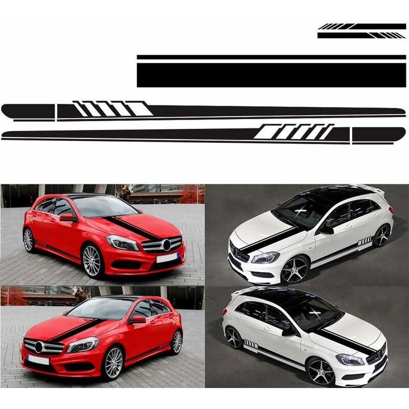 5 pièces Autocollant voiture, autocollant de capot de carrosserie en vinyle autocollants de bande de course pour voiture, autocollant de pare-chocs