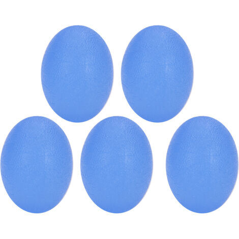 5 pièces Balles de Poignée Élastique Ovale pour Entraînement de Force des Doigts et Poignets, Anti-Stress Bleu, Forme Ovale à 30 Degrés