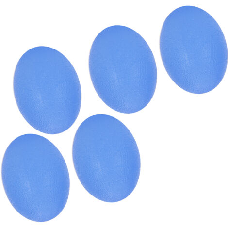 5 pièces Balles d'Exercice Ovales Élastiques pour Force de Poignet et Doigts, Anti-Stress Bleu 30 Degrés
