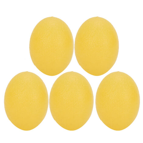 5 pièces Ballon de Prise en Silicone pour Exercice de Poignet, Renforcement Musculaire et Massage, Forme Ovale Jaune (15 Degrés)