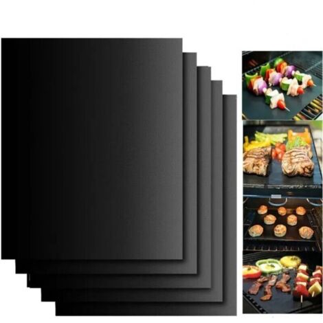 5 pièces BBQ BBQ tapis BBQ cuisson en plein air tapis antiadhésif planche de cuisson réutilisable 40 30cm pour la fête PTFE BBQ mat outil accessoires