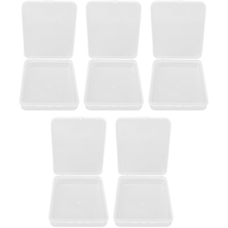 5 Pièces Boîte de Rangement Rectangulaire Transparente avec Couvercle à Charnière Anti-Poussière