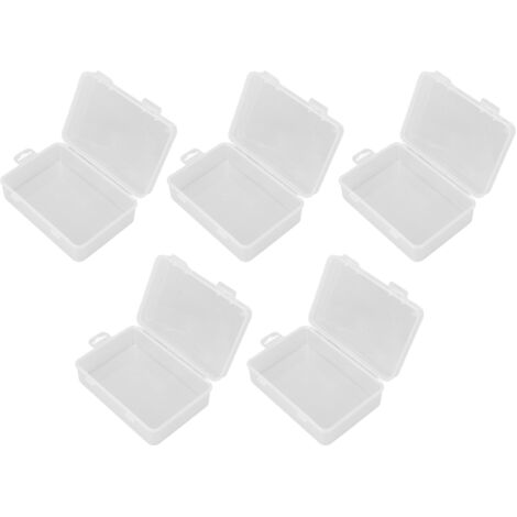 5 Pièces Boîte de Rangement Rectangulaire Transparente avec Couvercle à Charnière pour Bijoux, Artisanat et Petits Objets
