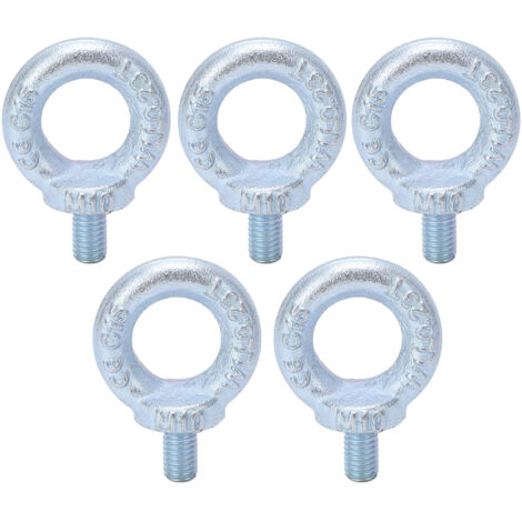 5 Pièces Boulons à Œillet de Levage Filetés M10 en Acier Q235, Zinc Blanc Électrolytique, Anneaux de Levage pour Usage Industriel