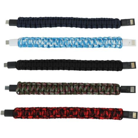 5 Pièces Bracelet Câble USB Type C Tressé pour Téléphone Portable, Charge Rapide et Transfert de Données, Accessoire Portable