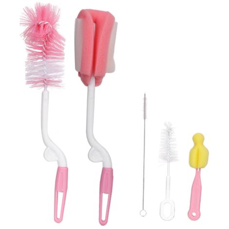 5 pièces Brosses de Nettoyage pour Biberons Bébé, Set Nettoyage Tétines et Brosses Éponge pour Pailles
