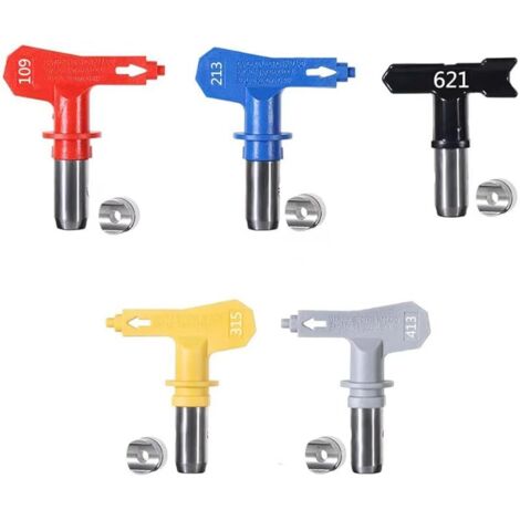 5 pièces Buse d'embout De Airless Pistolet Peinture,Buse de Peinture Réversible AIRLESS pour Pistolet Peinture Haute Pression (109,213,315,413,621)