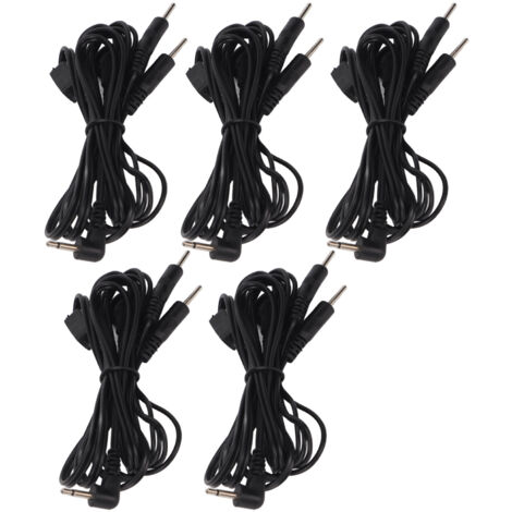 5 pièces câbles de remplacement TENS 2.5mm avec connecteur coudé pour appareils électrothérapie - 1.2m