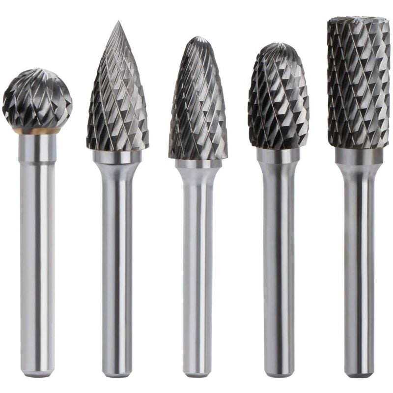Ymyny - 5 pièces carbure de tungstène fraise rotative double coupe tige 6mm tête 10mm outil perceuse ponceuse