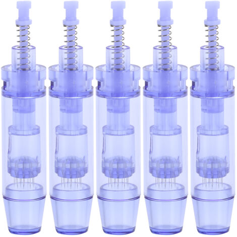 5 Pièces Cartouche d'Aiguilles Électriques en Acier Inoxydable, Outil de Gestion de Peau avec 12 Broches et Capuchon