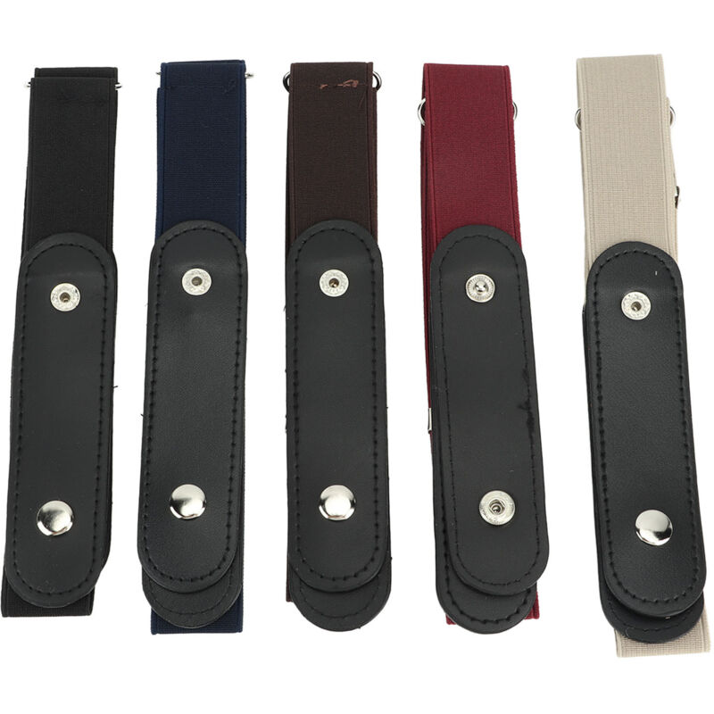 5 Pièces Ceinture Élastique Sans Boucle Ajustable Multi-couleurs pour Pantalons et Robes