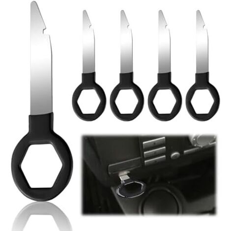 5 Pièces Clé Extraction Autoradio,Autoradio Adaptateur Demontage,Clés Stéréo Voiture,Acier Inoxydable SolideCompatible Convient à la Plupart des Voitures(Noir) -