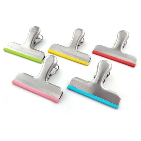 5 Pièces Clips D'étanchéité Alimentaire en Acier inoxydable, Clip Fermeture Sachet, Clip Fermeture Cuisine, Sealing Clips, Clips D'étanchéité de Pinces pour Sac, pour Emballage Cuisine, 5 Coul