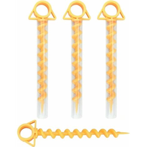 5 Pièces Clous de Tente, Clou de Tente en Plastique Jaune pour la Fixation du Tapis de Protection Contre Les Mauvaises Herbes de Jardin de Bâches de Pluie de Tente de Camping, Jaune