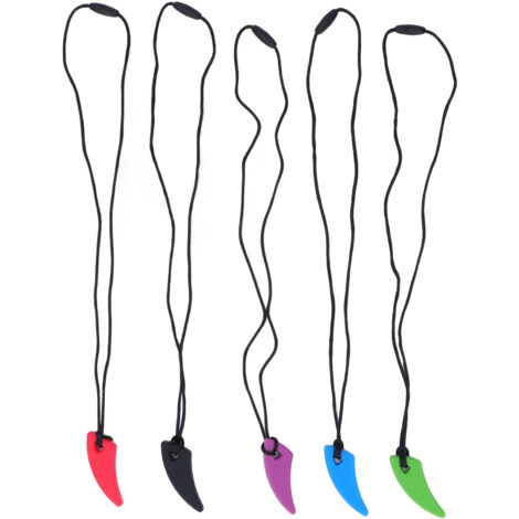 5 pièces Collier à Mâcher Sensoriel en Silicone pour Autisme TDAH, Aide Motrice Orale et Anti-Stress