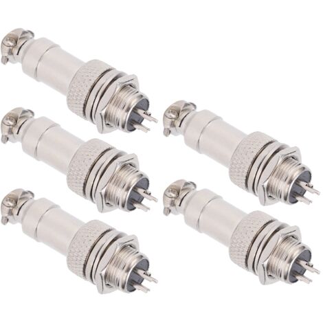 5 Pièces Connecteur Aviation GX12 3 Broches Mâle Femelle pour Panneau Alimentation Châssis Métal 5A 450V