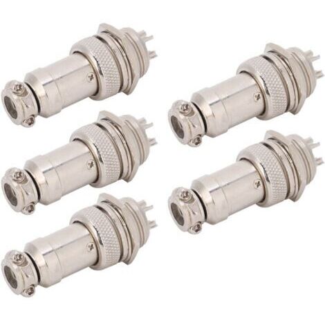 5 Pièces Connecteur Aviation Mâle Femelle GX16 16mm 5 Broches 450V pour Câblage Panneau Alimentation Châssis Métallique