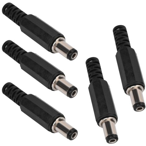 5 pièces connecteur DC mâle 2.1x5.5mm, adaptateur coaxial pour alimentation électrique