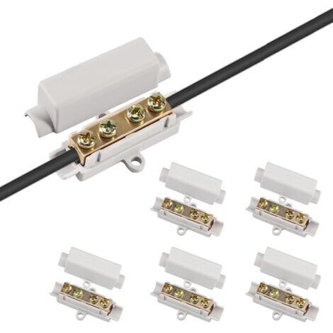 5 Pièces Connecteur de Fil, Laiton Borne de Câblage Rapide, Double Vis Bornier D'épissure, Gris Bornier à Vis, pour Fils de 2,5 à 16 mm²