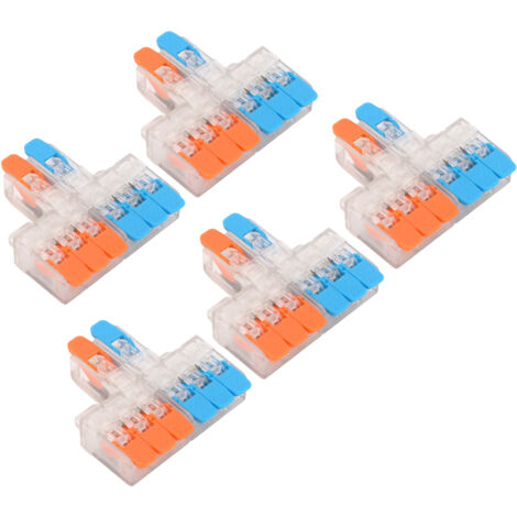5 Pièces Connecteur de Jonction 2 Entrées 6 Sorties, Cosses en Cuivre pour Câbles 0.5-6mm², Bloc de Raccordement pour Moteurs Électriques, 41A 450V