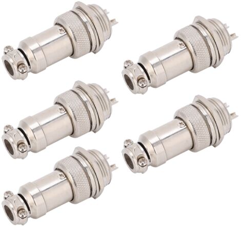 5 Pièces Connecteur GX16 16mm 2 Pôles Aviation Mâle-Femelle pour Panneau Alimentation Châssis Métal 450V
