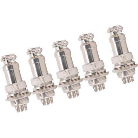5 Pièces Connecteur GX16-8 Aviation Mâle-Femelle pour Panneau Alimentation en Métal, 16mm 8 Broches 450V