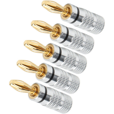 5 Pièces Connecteurs Banane 4mm en Laiton Doré pour Câbles Audio et Haut-Parleurs