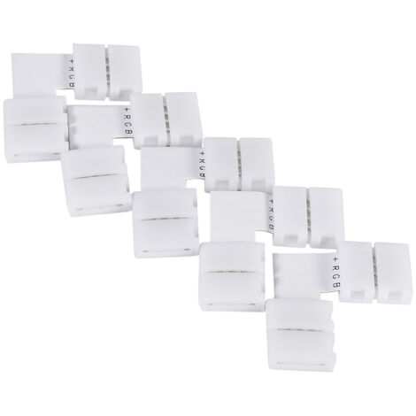 5 Pièces Connecteurs d'Angle en L 4 Broches 10mm pour Bandes LED RGB 5050, sans Soudure