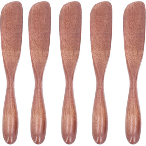 5 Pièces Couteau à Beurre en Bois pour Fromage Confiture, Style Japonais pour Table et Masque Visage, Couleur Peinture Foncée