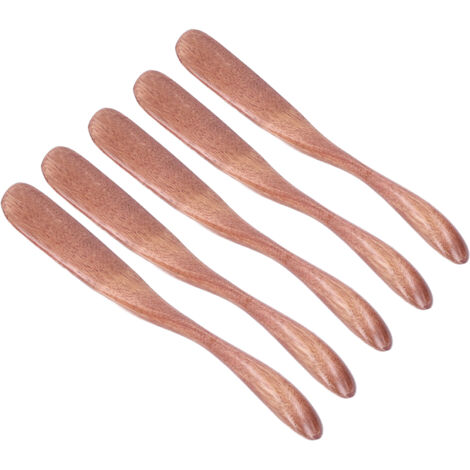 5 Pièces Couteau à Beurre en Bois pour Tartine, Confiture, Fromage - Style Japonais - Couleur Peinture Foncée