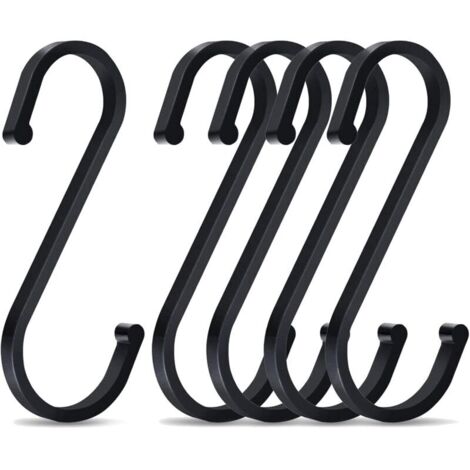 5 Pièces Crochets en S, 86mm Forme de S Crochets en Aluminum, Crochet Multifonctions, pour Cuisine, Salle de Bain(Noir)