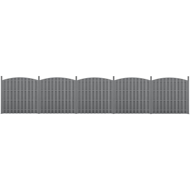 Helloshop26 - 5 pièces de clôture barrière brise vue brise vent bois composite wpc demi-cercle arrondi 185 x 932 cm gris - Bois