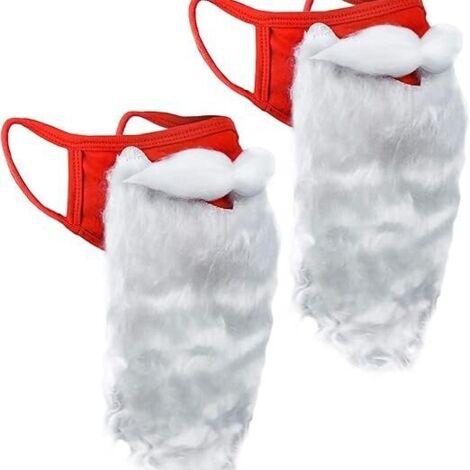 5 pièces de masques en coton rouge masques de barbe blanche drôles de vacances masques de décoration de Noël