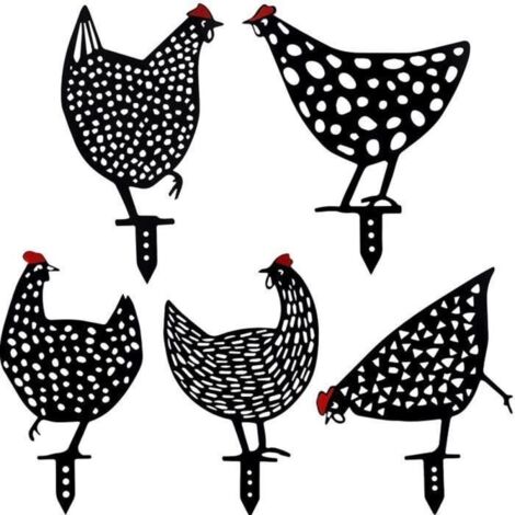 5 Pièces Décor de Jardin en Forme de Poule - Piquets Décoratifs Animaux, Signe de Coq Artisanal