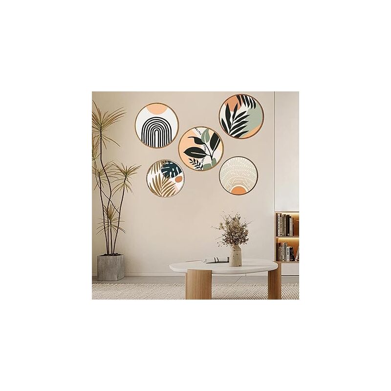 Shining House - 5 Pièces Décoration Murale Bohème en Bois Décoration Murale de Ferme Moderne Décoration Murale de Salon Suspendue Pour Mural Art Déco