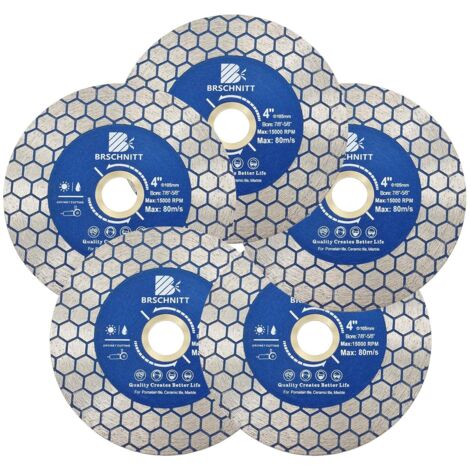 5 Pièces - Disque Diamant - Lame De Scie - Double Face Pour Porcelaine Et Marbre - Coupe À Sec Ou Humide - Gris - 10,5cm