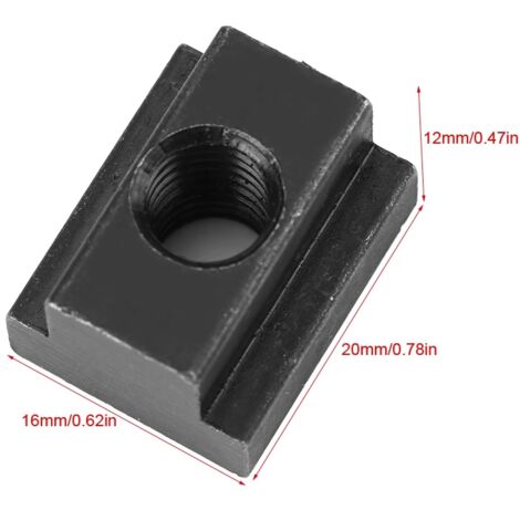 5 pièces Écrous à rainure en T finition oxyde noir filetage M8/10 pour tables de machines-outils (M8)