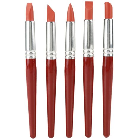 5 pièces Embouts en Caoutchouc Rouge pour Sculpture sur Argile et Poterie, Outil de Modelage et Taille