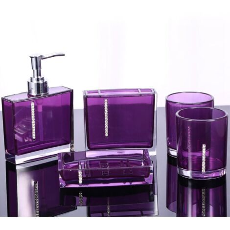 5 pièces/ensemble acrylique accessoires de salle de bain bouteille bouteille brosse à dents porte-savon