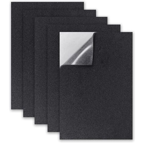 5 pièces Feuilles de Mousse Auto Adhésives,210mm x 300mm x 3mm,Protection en Mousse Pieds Noir avec Support Adhésif, pour Meubles,Tables, Chaises et Canapés (Noir)