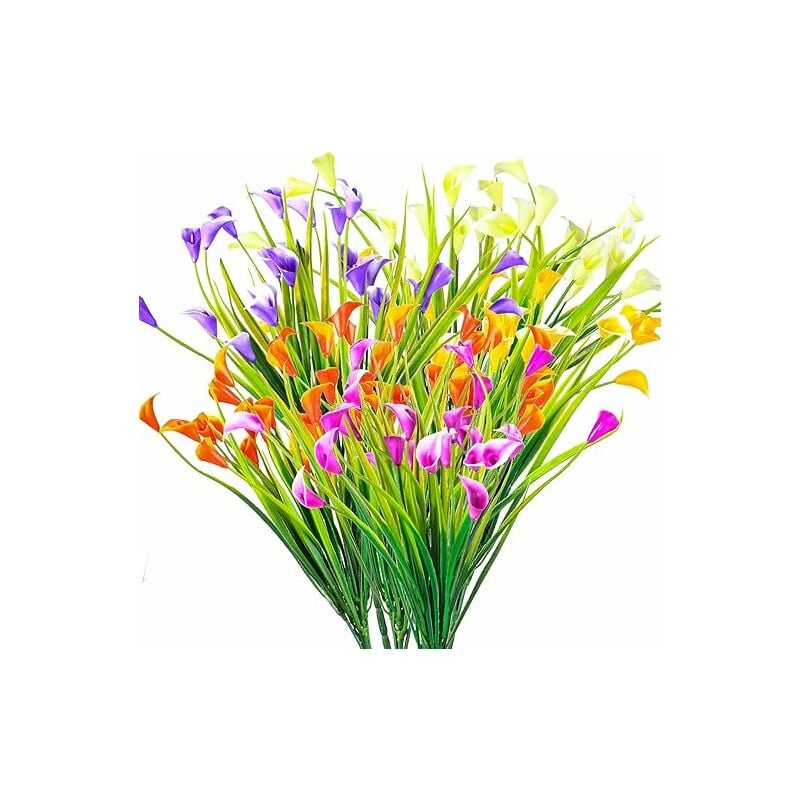 Linghhang - 5 Pièces Fleurs Artificielles de Lis, Fleurs en Plastique Décoratives, Bouquets de Fausses Plantes Décorations Intérieur Extérieur, pour