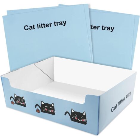 5 Pieces Foldable Cat Litter Box House, 39x29x12cm Waterproof Double Layer Travel Cat Litter Indoor Cat Kitten Boxes for Outdoor Travel (Blue) Blue