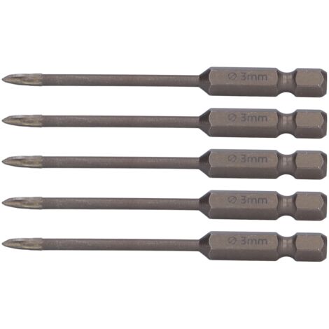 5 Pièces Foret à Percer Croisé 1/4" Tige Hexagonale pour Carrelage, Verre, Céramique, Béton - Outil en Alliage Dur 3mm