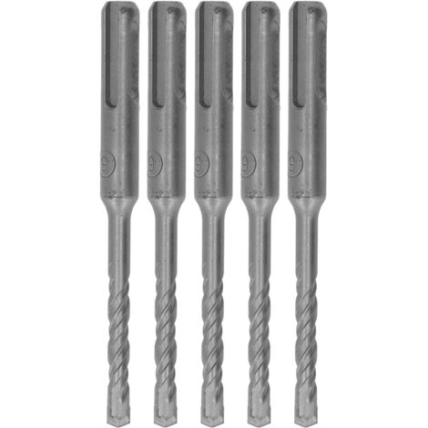 5 Pièces Foret à Percussion Carbure Spiral 2 Gouges pour Béton Pierre 110mm Diamètre 6mm/0.24in