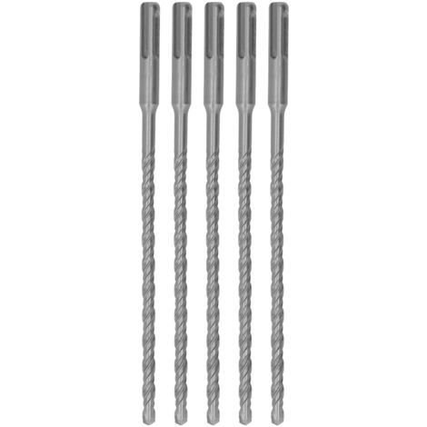 5 pièces Forets à Percussion Carbure 210mm pour Béton et Briques, Mèches Spirales 2 Tranchants 7mm pour Marteau Rotatif
